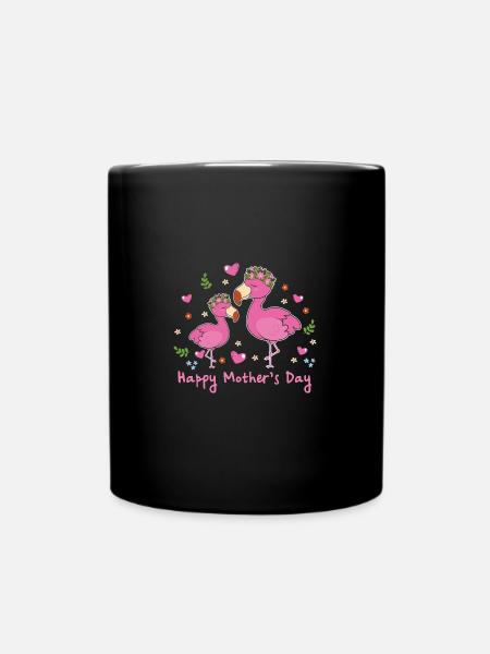 Animal Mom Flamingo zum Muttertag - Tasse einfarbig - Schwarz
