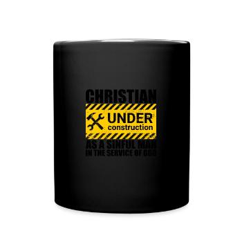Christian Under Construction Priest Christian - Tasse einfarbig - Schwarz - Vorne