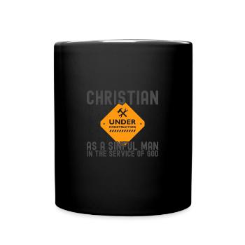 Christian Under Construction Priest Christian - Tasse einfarbig - Schwarz - Vorne