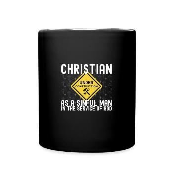 Christian Under Construction Priest Christian - Tasse einfarbig - Schwarz - Vorne