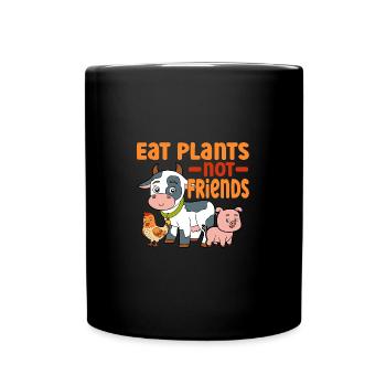 Végétalien Mange des plantes Pas des amis Drôle Végétarien - Mug uni - noir - Devant