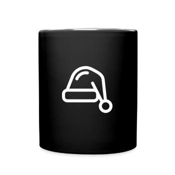 Weihnachtsmann Mütze Bommelmütze Santa Nikolaus - Tasse einfarbig - Schwarz - Vorne