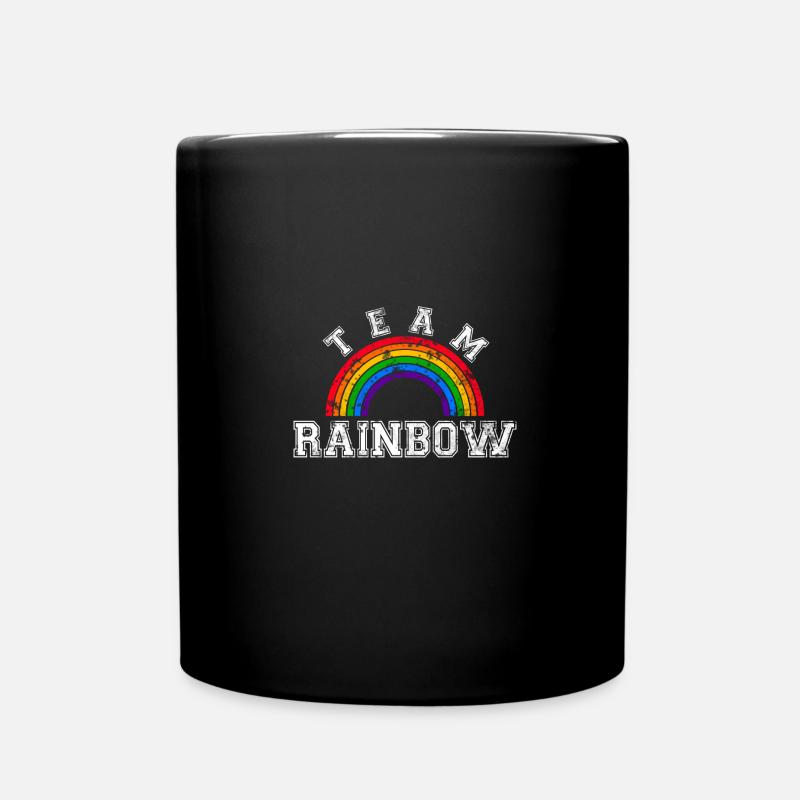 Team Rainbow LGBT Gay Pride Rainbow CSD - Full Colour Mug - black