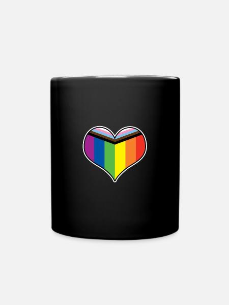 Progress Pride Heart - Full Colour Mug - black