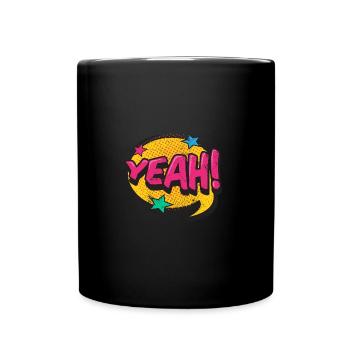 YEAH! COMIC COMICSTYLE 80s CARTOON MOTIV GESCHENK - Tasse einfarbig - Schwarz - Vorne