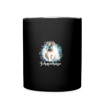 schneehase ,blau,skifahren,ski,hase,schnee - Tasse einfarbig - Schwarz - Vorne