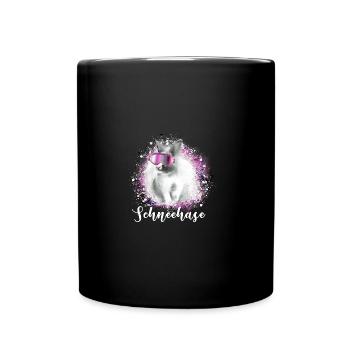 schneehase ,rosa,rosa,skifahren,ski,hase - Tasse einfarbig - Schwarz - Vorne