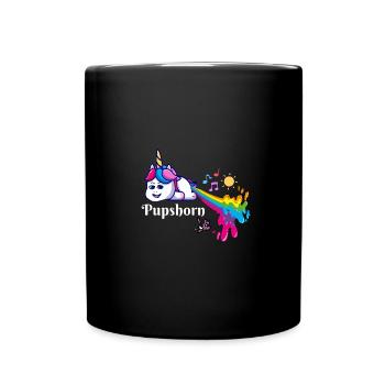 Pupsendes Einhorn,Pupshorn, Einhorn - Tasse einfarbig - Schwarz - Vorne