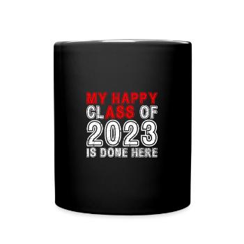 My Happy Class Is Done Here 2023 Retro Senior - Full Colour Mug - black - Front