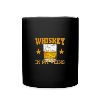 Whiskey In My Veins Vintage Funny Drinking - Tasse einfarbig - Schwarz - Vorne