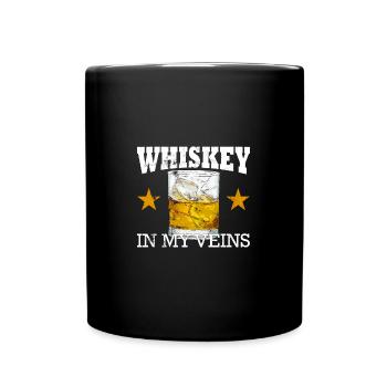 Whiskey In My Veins Vintage Funny Drinking - Tasse einfarbig - Schwarz - Vorne