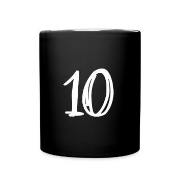 10 JAHRE. 10-JÄHRIGES JUBILÄUM. GEBURTSTAG 10 JAHRE. 10 - Tasse einfarbig - Schwarz - Vorne