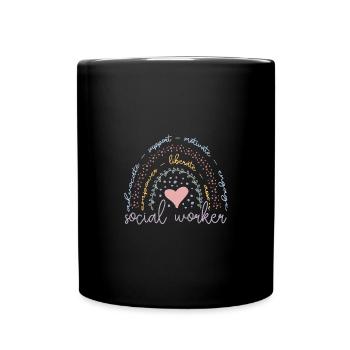 Cute Rainbow Social Worker - Full Colour Mug - black - Front