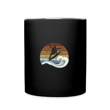 Retro Sonnenuntergang Surfer Kick Out Wellen Surf - Tasse einfarbig - Schwarz - Vorne