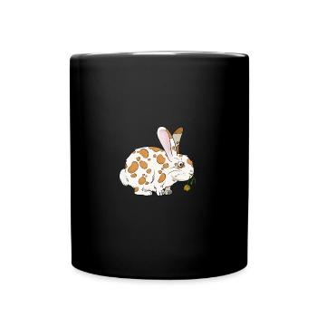 Hase mit Löwenzahn - Tasse einfarbig - Schwarz - Vorne