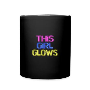 80's This Girl Glows Retro Neon Party - Full Colour Mug - black - Front