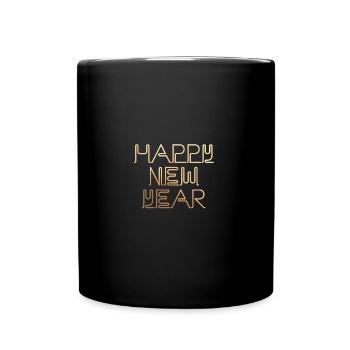happy new year,frohes neues,gold,silvester - Tasse einfarbig - Schwarz - Vorne