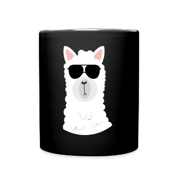 cool llama with sunglasses - llama - Full Colour Mug - black - Front