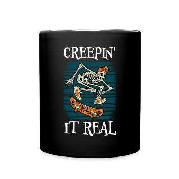 Halloween Skeleton Skater Creepin c’est vraiment cool - Mug uni - noir - Devant