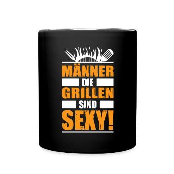 Männer die grillen sind Sexy Grillsaison - Tasse einfarbig - Schwarz - Vorne