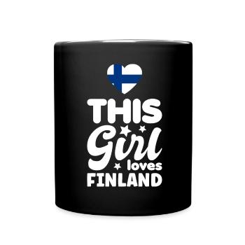 Finnland Flagge Suomi Finnische Fahne Herz Spruch - Tasse einfarbig - Schwarz - Vorne
