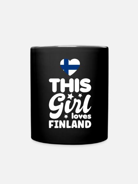 Drapeau de la Finlande Suomi Drapeau finlandais coeur disant - Mug uni - noir