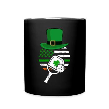 Irish American Flag Pickleball Shamrock St Patrick - Full Colour Mug - black - Front