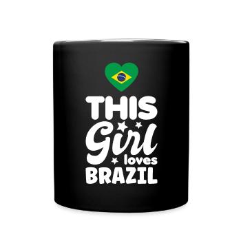 Brasilien Flagge Brasilianische Fahne Südamerika - Tasse einfarbig - Schwarz - Vorne