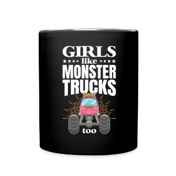 Les filles aiment aussi les camions monstres filles monstres - Mug uni - noir - Devant