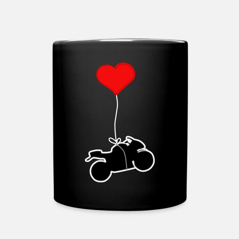 Motorrad mit Herz - Tasse einfarbig - Schwarz