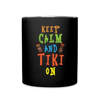 Restez calme et faites du tiki hawaïen luau p - Mug uni - noir - Devant