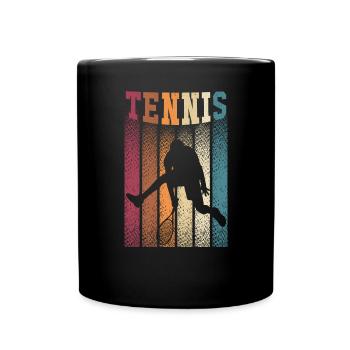 Tennisspieler Tennisschläger Tennisplatz Geschenk - Tasse einfarbig - Schwarz - Vorne