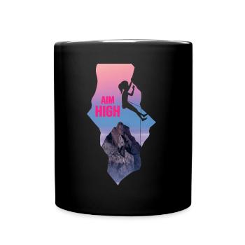 Klettern Bergsteigerin aim high climbing-girl - Tasse einfarbig - Schwarz - Vorne