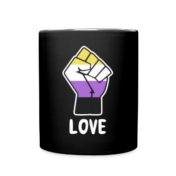 Liebe Nonbinary Pride Faust Design für Equality - Tasse einfarbig - Schwarz - Vorne