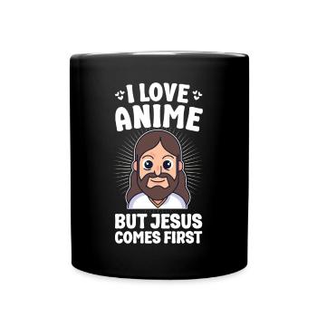 Anime But Jesus First Japanese Anime Manga Otaku - Full Colour Mug - black - Front