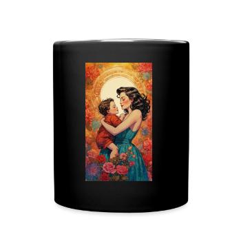 Mother and Child - Retro 50s - Full Colour Mug - black - Front