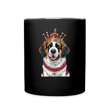 Süßer und lustiger Bernhardiner Cartoon Hund - Tasse einfarbig - Schwarz - Vorne