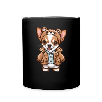 Chihuahua de dessin animé mignon avec un design amusant - Mug uni - noir - Devant