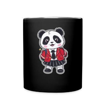 Panda kawaii vêtu d’un uniforme scolaire traditionnel - Mug uni - noir - Devant