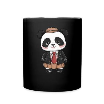 Panda kawaii vêtu d’un uniforme scolaire traditionnel - Mug uni - noir - Devant