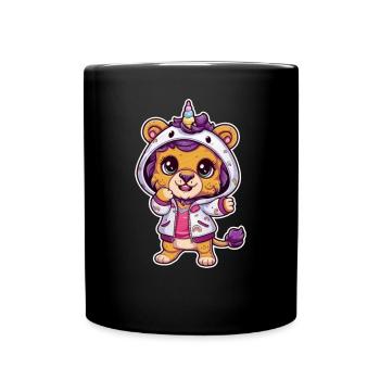 Licorne lion kawaii aux couleurs brillantes - Mug uni - noir - Devant