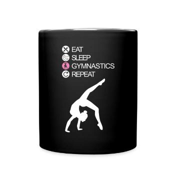 EAT SLEEP GYMNASTIC REPEAT Sportgymnastik Turnerin - Tasse einfarbig - Schwarz - Vorne