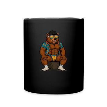 Relaxed Muscle Bear – CrazyBearbo - Tasse einfarbig - Schwarz - Vorne