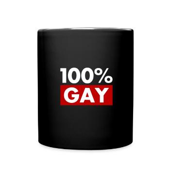 Sprüche 100 Gay - Tasse einfarbig - Schwarz - Vorne
