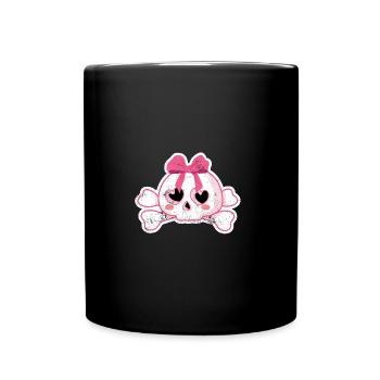 TOTENKOPF PINK ROCK ROLL PINUP 50s MOTIVE GESCHENK - Tasse einfarbig - Schwarz - Vorne