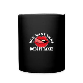 Blague d’adulte Combien de coups de langue faut-il rétro - Mug uni - noir - Devant
