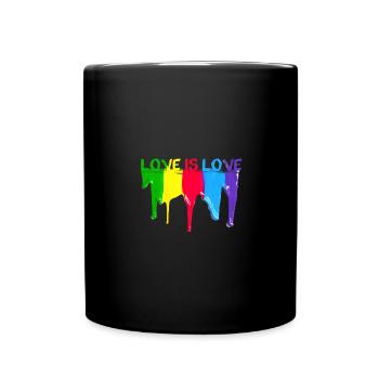 love is love ,Farbe,LGBT,Regenbogen, bunt - Tasse einfarbig - Schwarz - Vorne
