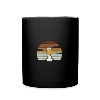 Comic Dodo Retro Sonnenuntergang Lustiger Vogel - Tasse einfarbig - Schwarz - Vorne
