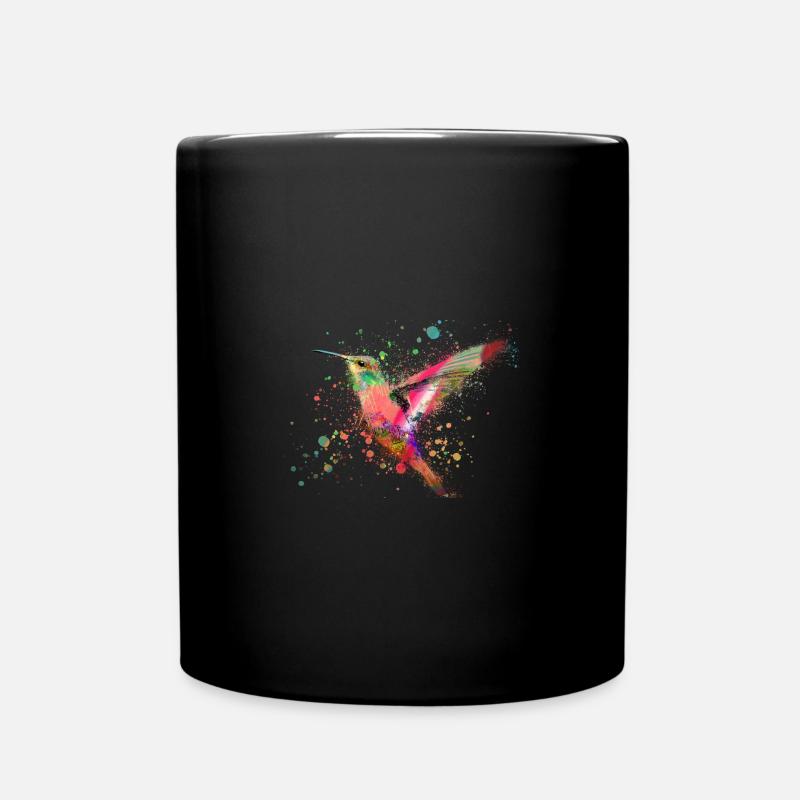 kolibri, graffiti ,malerei, aquarell,vogel,bunt - Tasse einfarbig - Schwarz