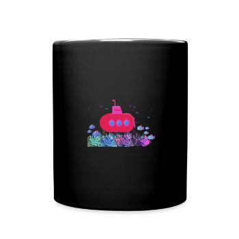 submarine,boat,submarine,sea,fish,crab,starfish - Full Colour Mug - black - Front